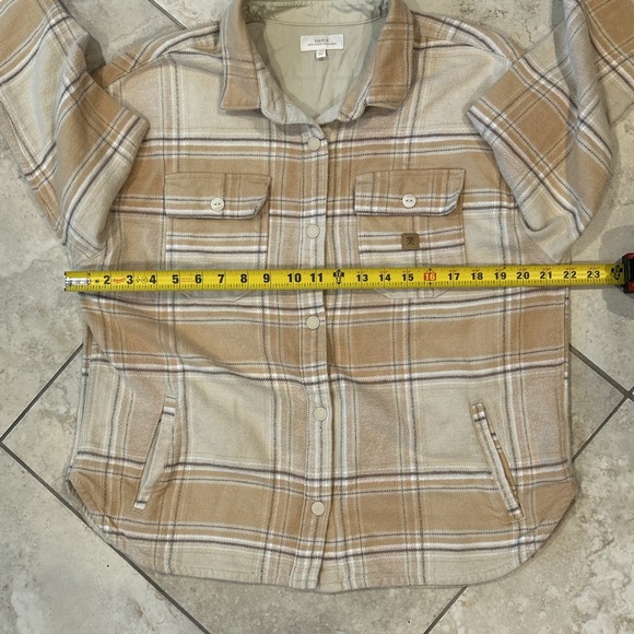 Roark Amberley Flannel Womens Medium Caramel Plaid Shacket Oversized Snap Cotton - Picture 6 of 9